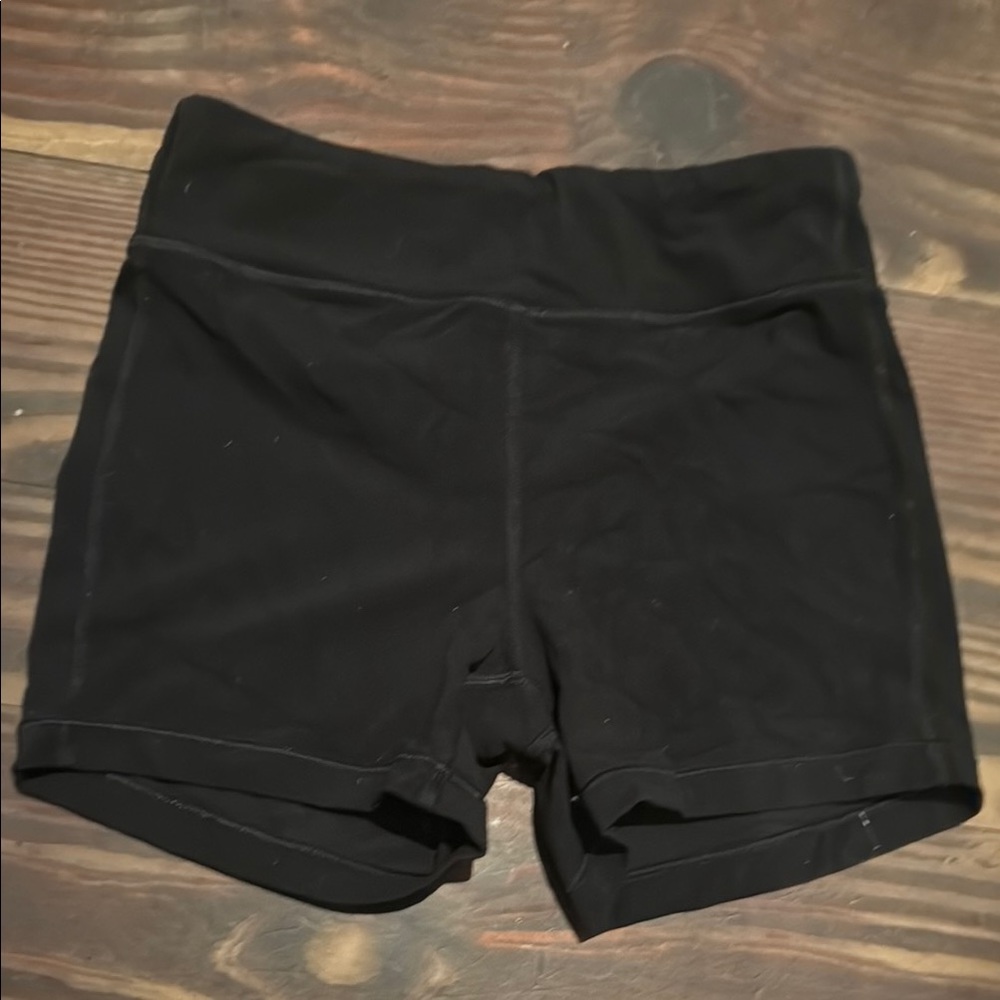 Athleta Girl Black Bike Shorts with Wide Waistband and Stretch Fabric